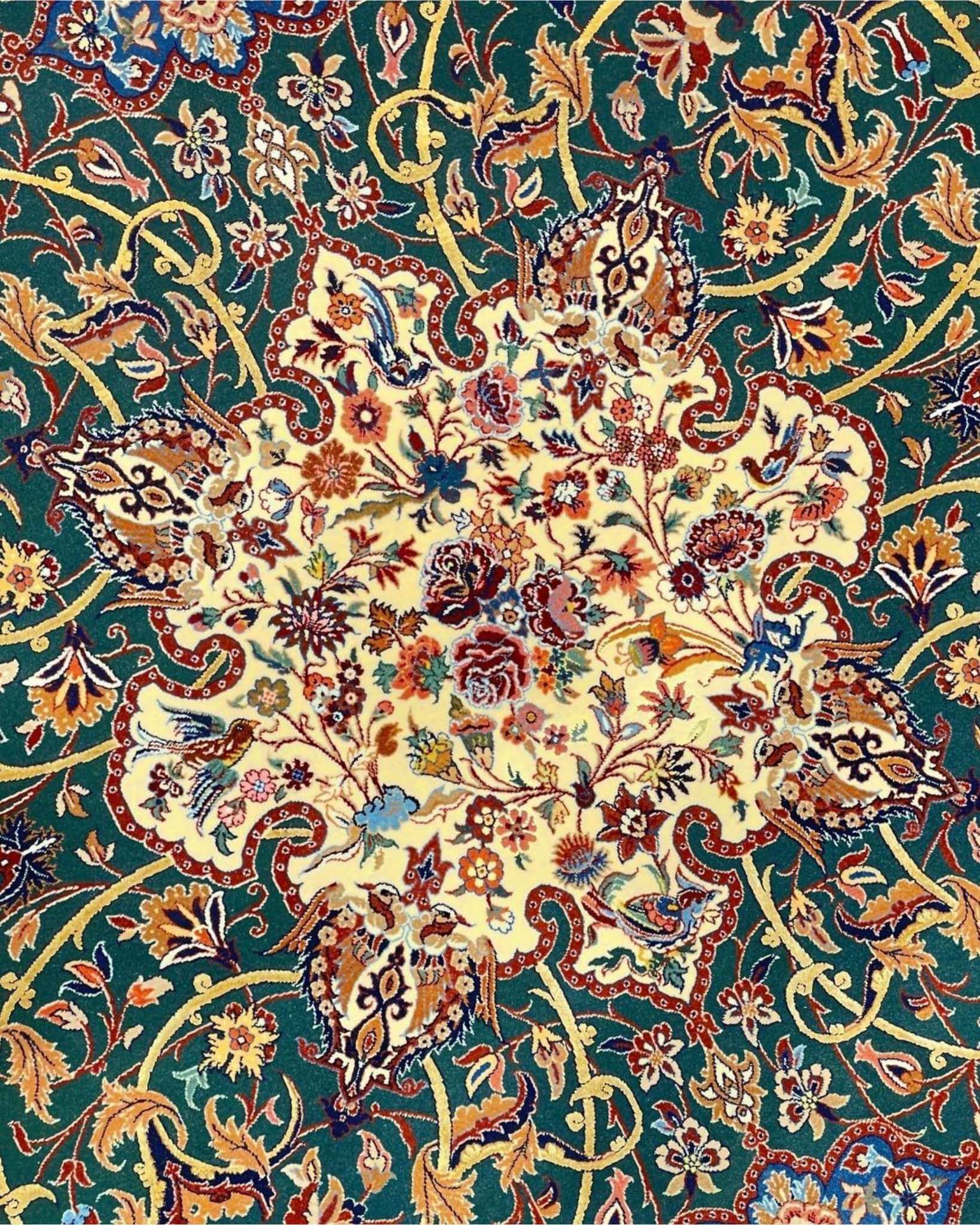 Stunning hand-knotted rug by Bagher Seirafian, perfect for enhancing small interiors.